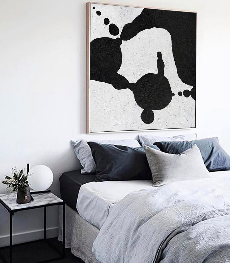 OversizedAbstractPaintingOnCanvasAbstractArtCanvasPaintingMinimalistArtBlackWhitePaintingLargeWall  31in,No Frame