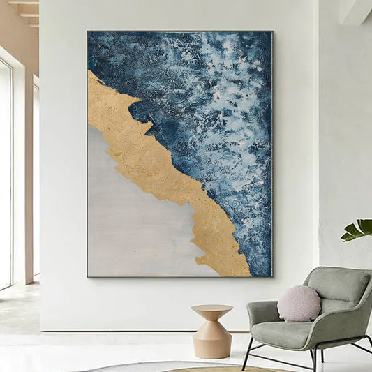 Scenery Seaside Painting Hand Painted Modern Art Oil Painting Sandy Beach Landscape For Living Room,31inx47in,No Frame