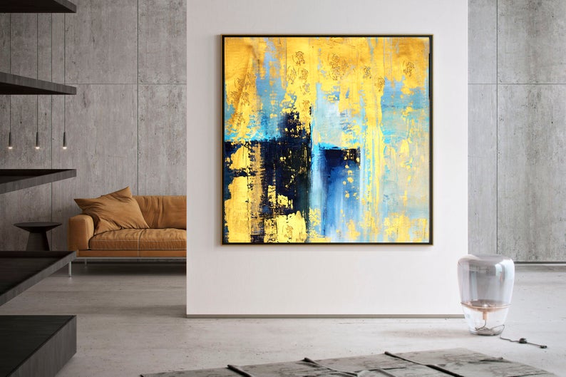 AbstractCanvasArtLargePaintingOnCanvasContemporaryWallArtOriginalOversizePaintingWallPaintingRoom 31in,No Frame