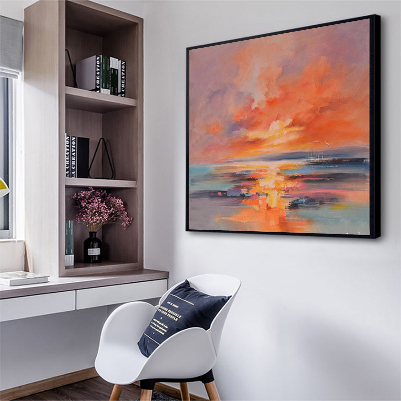 Quality Artwork Handmade Oil Painting Art On Canvas Large Contemporary For Living Room,31inx31in,No Frame