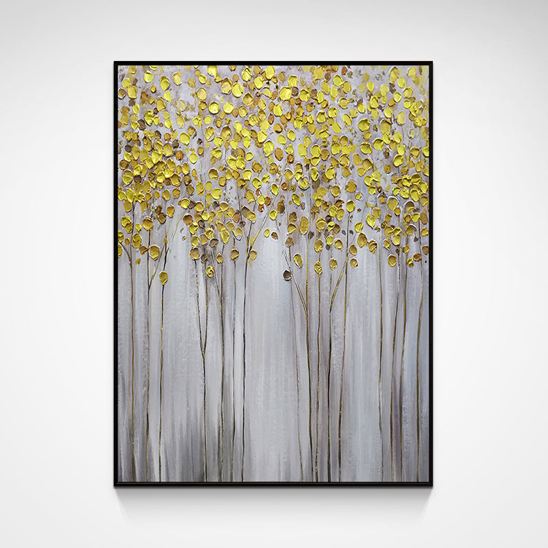 Pure Hand Painted Oil Painting Living Room Decoration Golden Rich Tree Handmade Abstract Art Canvas Painting For Home Living Room,31inx47in,No Frame