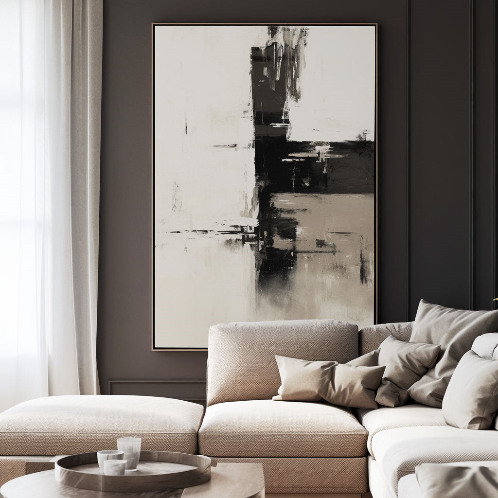 Handpainted Abstract Wall Art Painting Decorative Painting Aisle Corridor Mural Mooring Hanging Painting black 31inx47in,No Frame