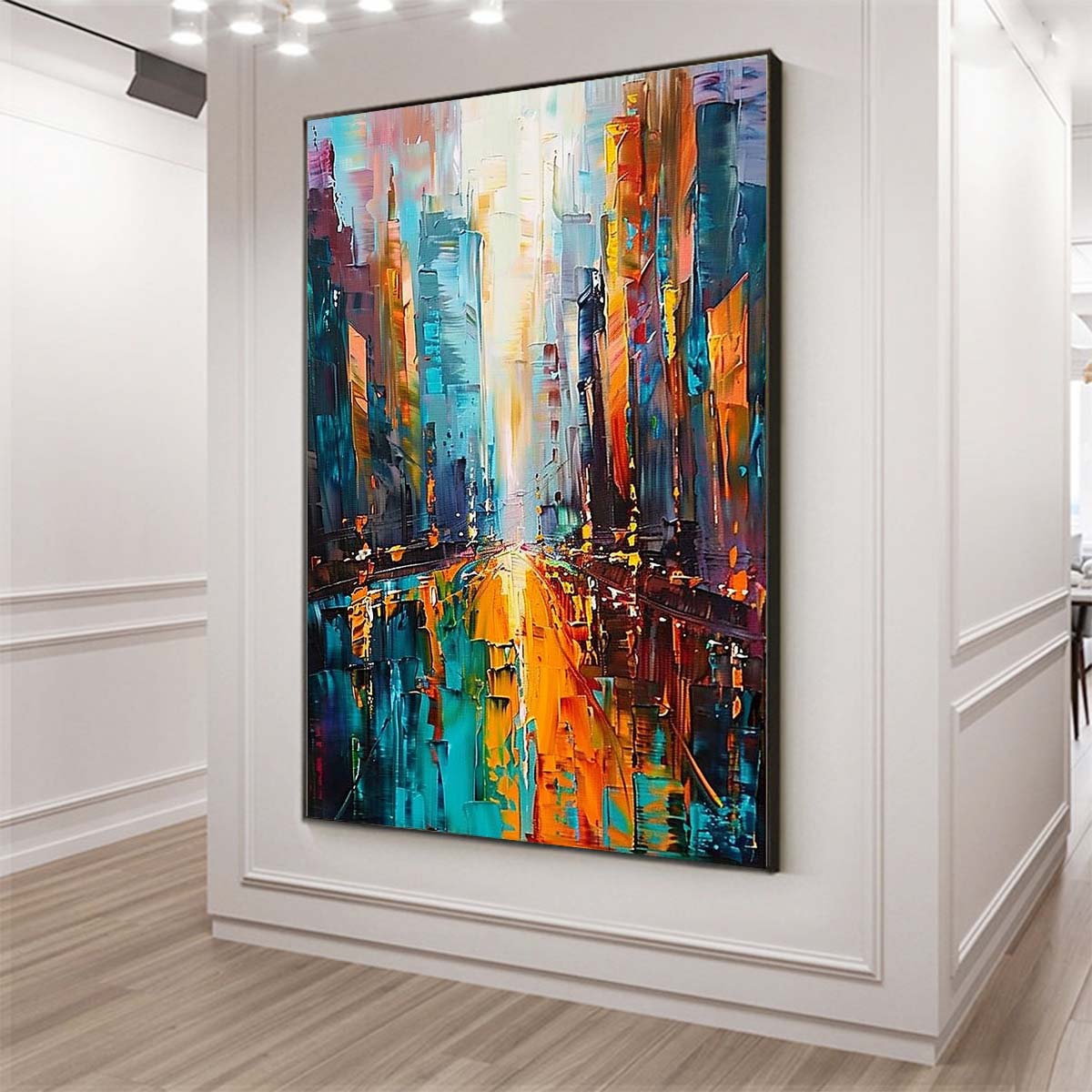 Original creation City Hand painted Oil Painting Canvas Wall Art For Home Living Room Unframed/Rolled #016