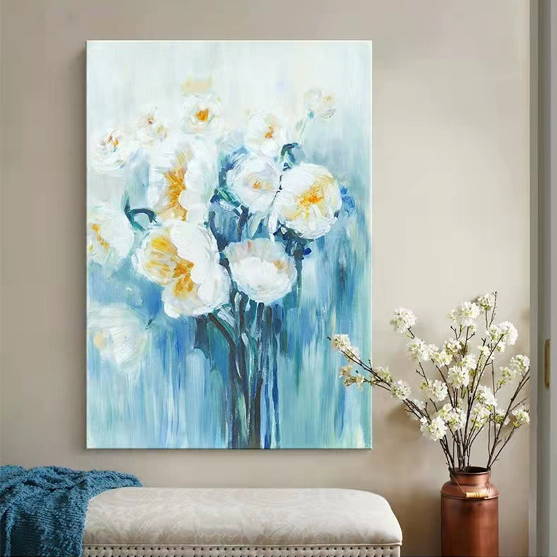 Pure Hand painted Oil Painting Abstract Flower Hanging Painting Decorative Painting Large Restaurant Dining Room Mural Living Room,31inx47in,No Frame