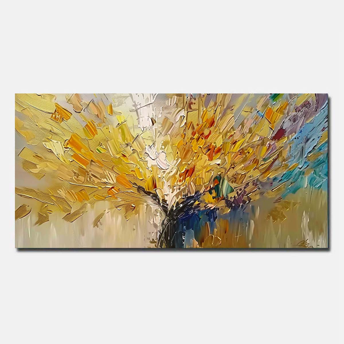 Abstract Golden Tree Hand Painted Oil Painting On Canvas Modern Wall Art Unframed/Rolled
