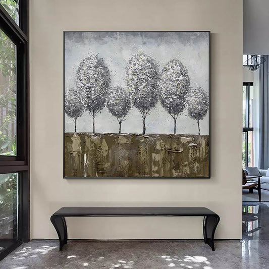 Custom Hand painted Oil Painting Three dimensional Decorative Painting Fantasy Fortune Tree Painting For Home Hotel,31inx31in,No Frame