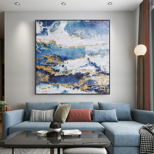 Hand Made Abstract Gold Picture Southeast Asian Style Oil Painting On Canvas Wall Art,31inx31in,No Frame