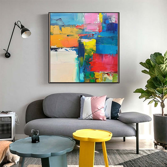 Abstract Handmade Oil Painting Modern Minimalist Home Living Room Decoration Painting,31inx31in,No Frame