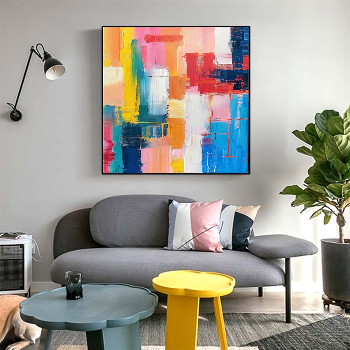 Abstract Handmade Oil Painting Modern Minimalist Home Living Room Decoration Painting,31inx31in,No Frame 1