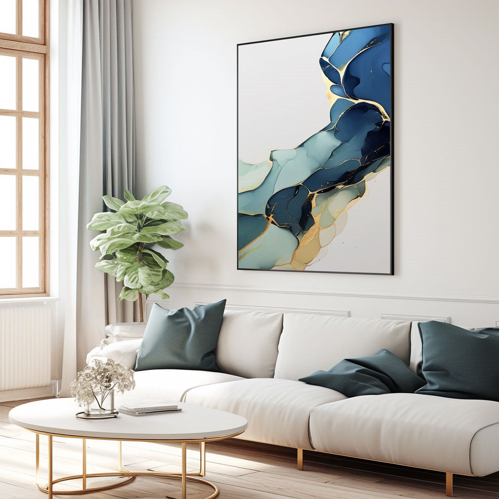 Handpainted Abstract Wall Art Painting Decorative Painting Aisle Corridor Mural Mooring Hanging Painting blue 31inx47in,No Frame