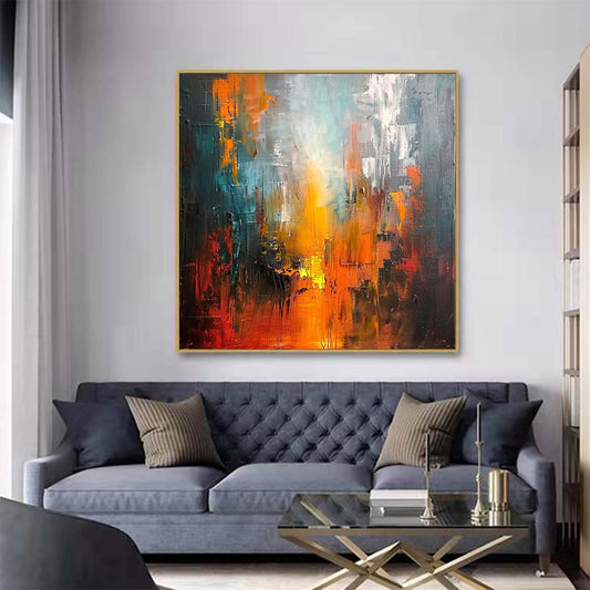 Abstract Handmade Oil Painting Modern Minimalist Home Living Room Decoration Painting,31inx31in,No Frame
