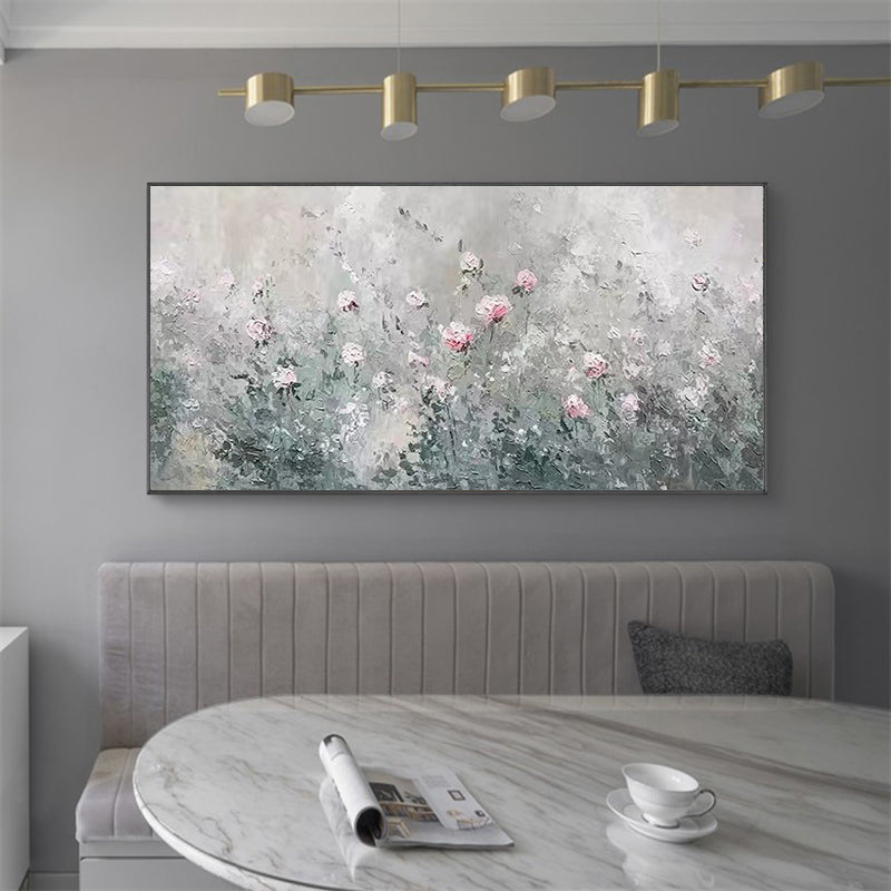 Pure Handpainted Oil Painting Horizontal Version of Flower Paintings Living Room Sofa Bedroom Decorative Painting Abstract,27inx54in,No Frame