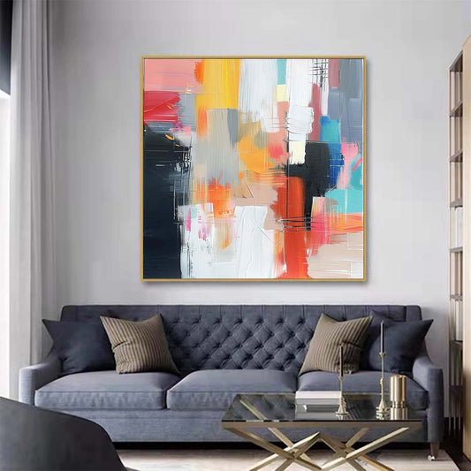 Abstract Handmade Oil Painting Modern Minimalist Home Living Room Decoration Painting,31inx31in,No Frame