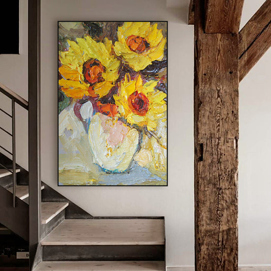 Abstract Pink Flower Oil Painting Handmade On Canvas Modern Wall Art Decoration Picture Hand Painted,31inx47in,No Frame
