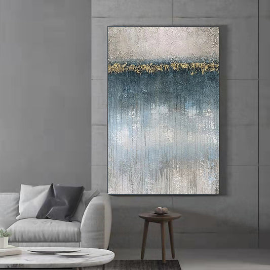 Modern Decoration Salon Posters on the Wall Pure Hand Drawn Abstract Oil Painting on Canvas Gold,31inx47in,No Frame