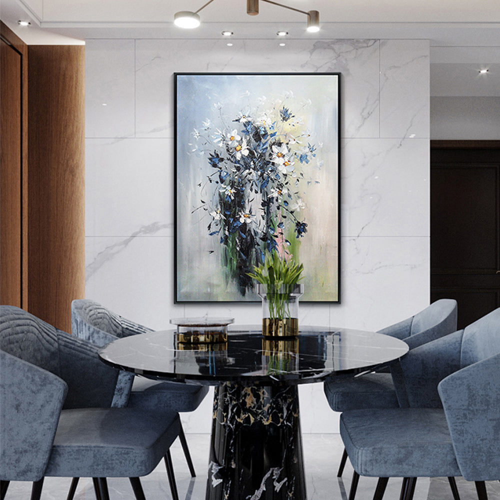 Handmade Oil Painting On Canvas Wall Decor Abstract Flower For Living Room Hand Painted Home Mura,31inx47in,No Frame