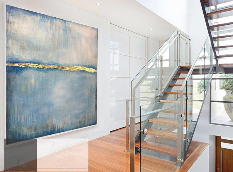 Unique Canvas Paintings Oil Painting Golden Leaf Contemporary Artwork Modern Abstract Painting For Living Room Abstract Artwork31in,No Frame