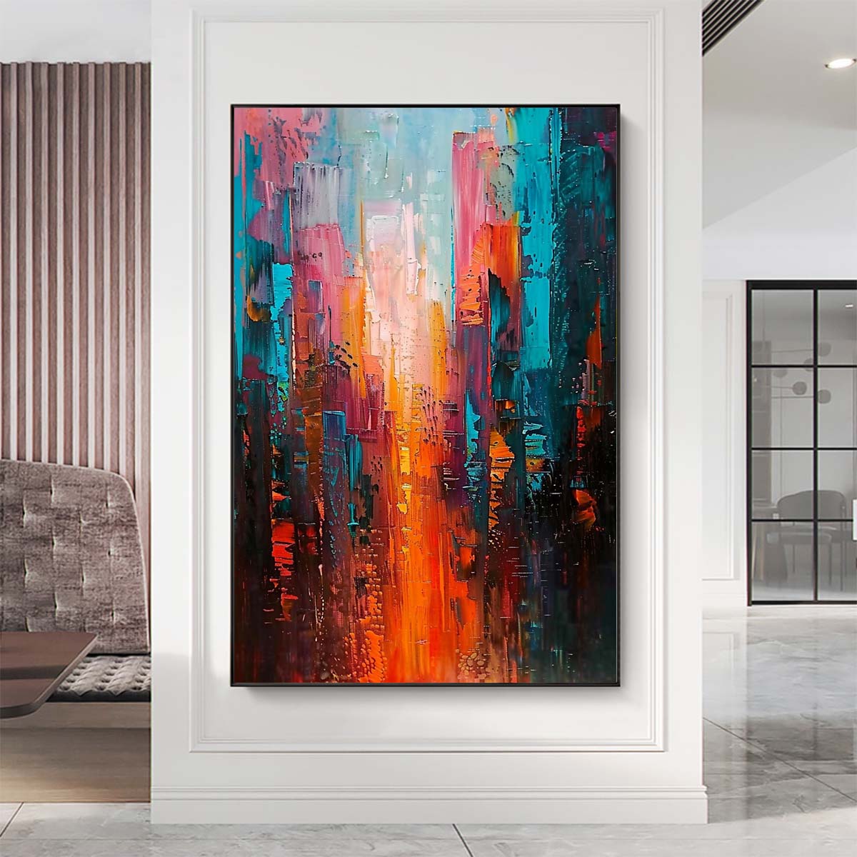 Original creation City Hand painted Oil Painting Canvas Wall Art For Home Living Room Unframed/Rolled #065