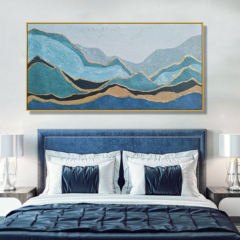 Home Decor Handmade Abstract Painting Canvas Art Wall Painting Large Wall Art Modern Minimalist Art Gold Leaf Art Mountain27inx54in,No Frame