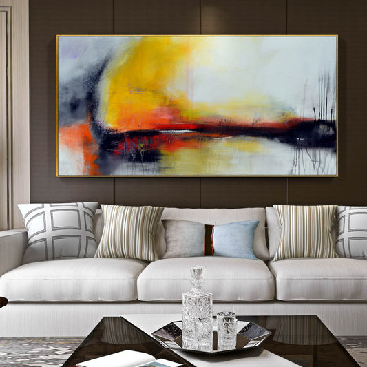 Nordic Style Pure hand-painted Oil Painting Decorative Painting The Living Room Sofa Backdrop Mural Paintings Handmade Horizonta27inx54in,No Frame