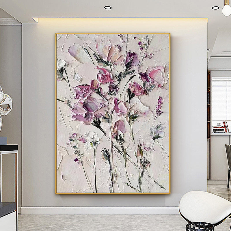 Hand painted Oil Painting Living Room Wall Abstract Decorative Painting Thick Oil Knife Painting Modern Flowerv,31inx47in,No Frame