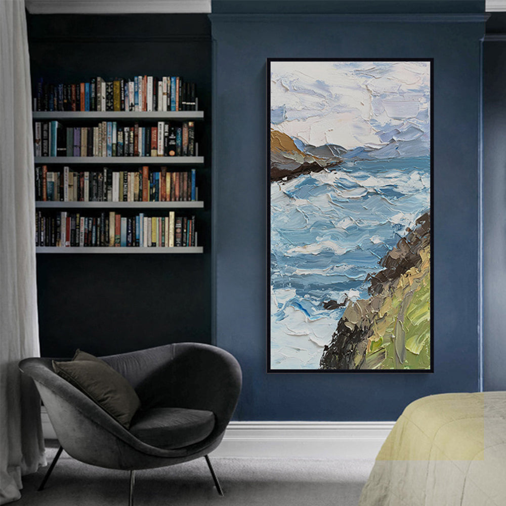 Free Shipping  Hand Painted Oil Painting Knife Painted Landscapes Porch Corridor Living Room Decorations Abstract,27inx54in,No Frame