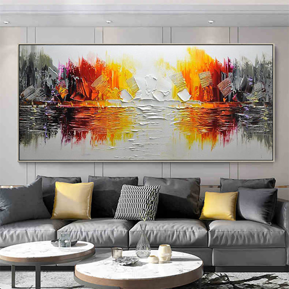 #350Abstract Landscape Wall Art Oil Painting Handmade Modern Canvas Oil Painting For Living Room Decoration Art,27inx54in,No Frame