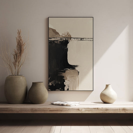 Handpainted Abstract Wall Art Painting Decorative Painting Aisle Corridor Mural Mooring Hanging Painting black 31inx47in,No Frame