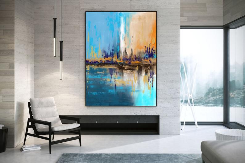 Extra Large Wall Art Palette Knife Artwork Original Painting On Canvas Art Modern Wall Decor Contemporary Art Abstract Painting31in,No Frame