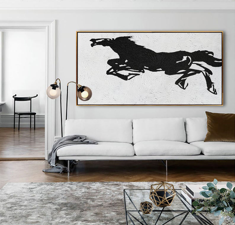 Abstract Horse Painting Abstract Horse Art, Abstract Animal Art Abstract Animal Painting, Extra Large Abstract Art27inx54in,No Frame