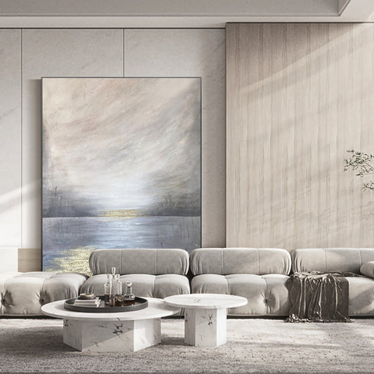 Handmade Abstract Oil Painting Golden Foil Texture   On Canvas Living Room Corridor Decor Wall ,31inx47in,No Frame