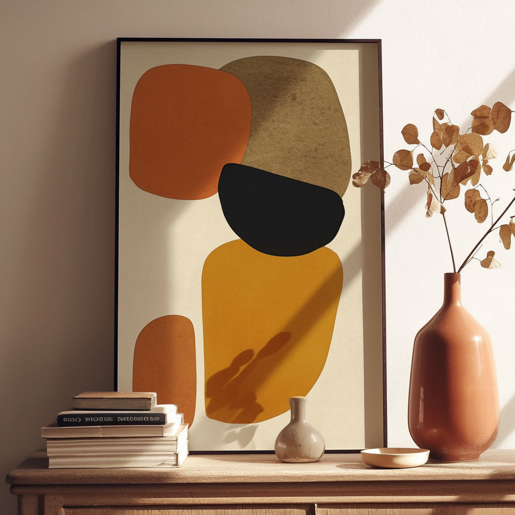 Handpainted Abstract Wall Art Painting Decorative Painting Aisle Corridor Mural Mooring Hanging Painting yellow black orange 31inx47in,No Frame