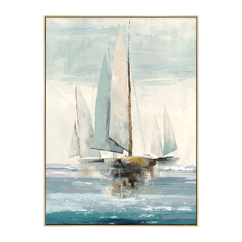 Hand Painted Abstract Sailing Art Oil Painting On Canvas Wall Art Frameless Picture,31inx47in,No Frame