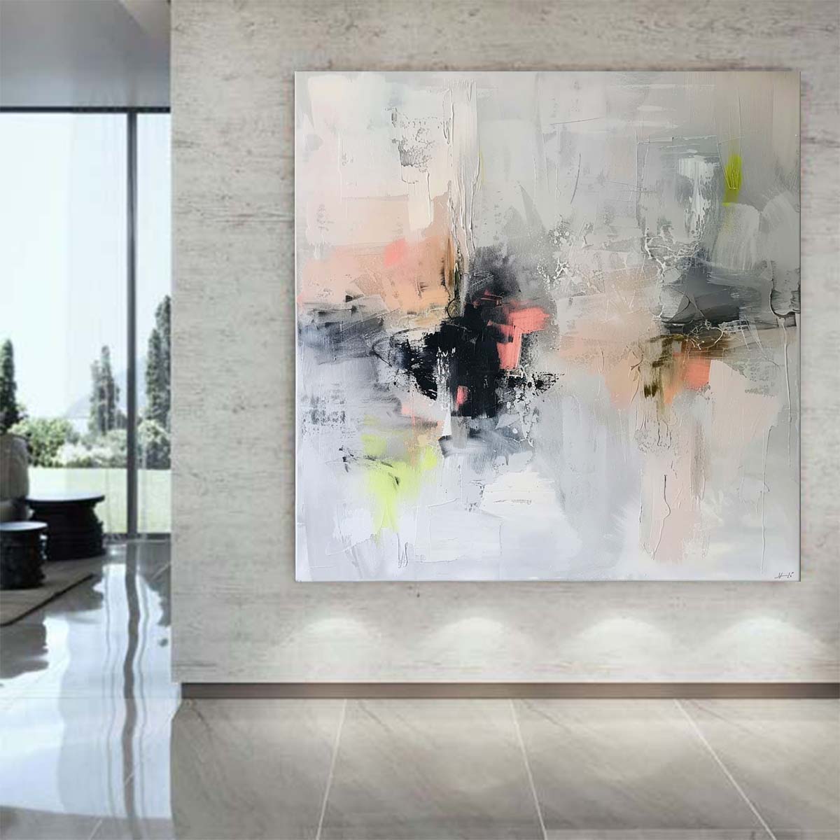Abstract Handmade Oil Painting Modern Minimalist Home Living Room Decoration Painting,31inx31in,No Frame