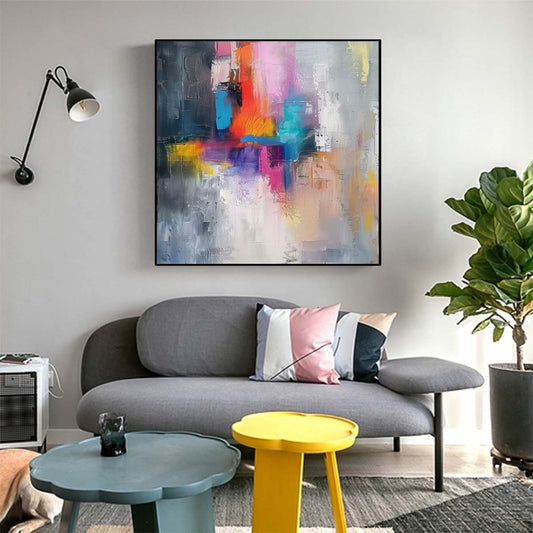 Abstract Handmade Oil Painting Modern Minimalist Home Living Room Decoration Painting,31inx31in,No Frame