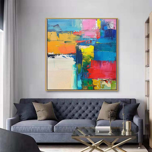 Abstract Handmade Oil Painting Modern Minimalist Home Living Room Decoration Painting,31inx31in,No Frame