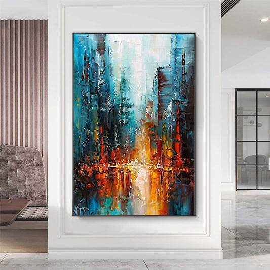 Original creation City Hand painted Oil Painting Canvas Wall Art For Home Living Room Unframed/Rolled #0652