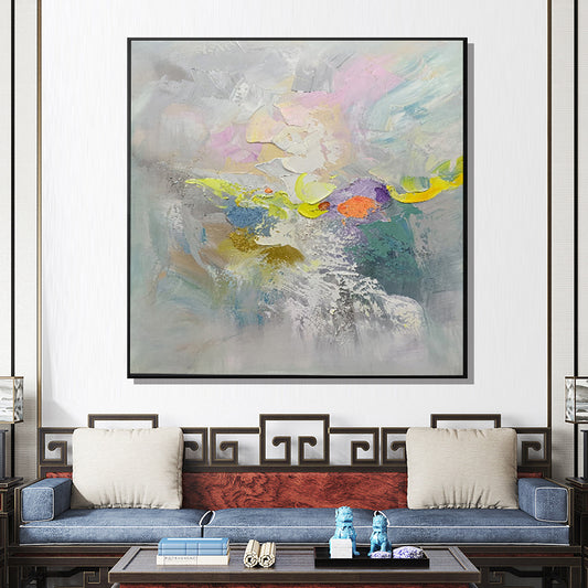Handpainted Oil Painting On Canvas New Handmade Abstract White Yellow Grey Wall Art Picture Home,31inx31in,No Frame