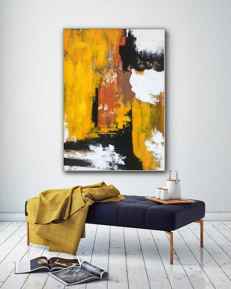 Abstract Landscape Hand painted Oil Painting Canvas Art Nodic Colorful Tree and Lake Oil Paintings for Home Living Room,31inx47in,No Frame