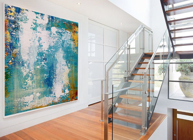 LargeAbstractPaintingModernWallPaintingAbstractPaintingOilHandPaintingOfficeWallArtOriginalAbstract  31in,No Frame