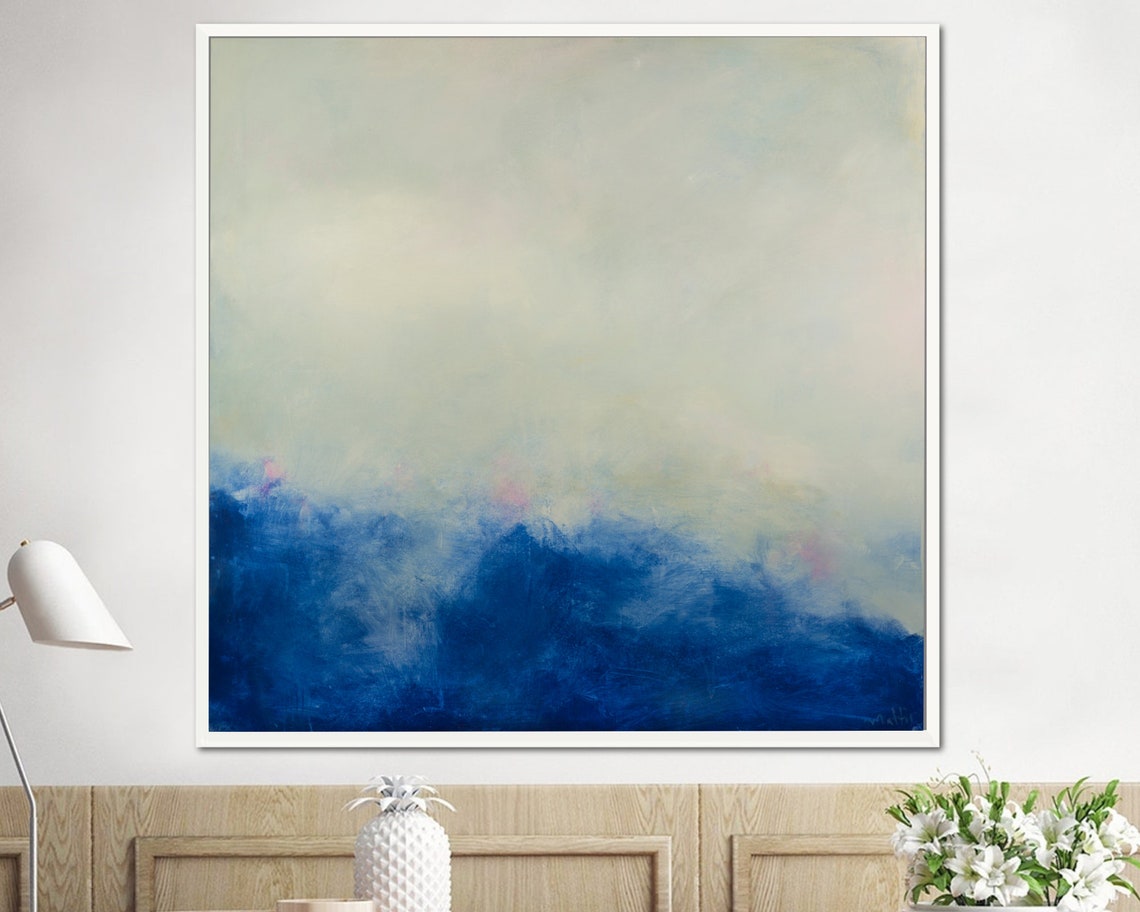 Original Abstract painting canvas painting oversized ocean wall art seascape and wave painting ocean artwork home Decor blue art31in,No Frame