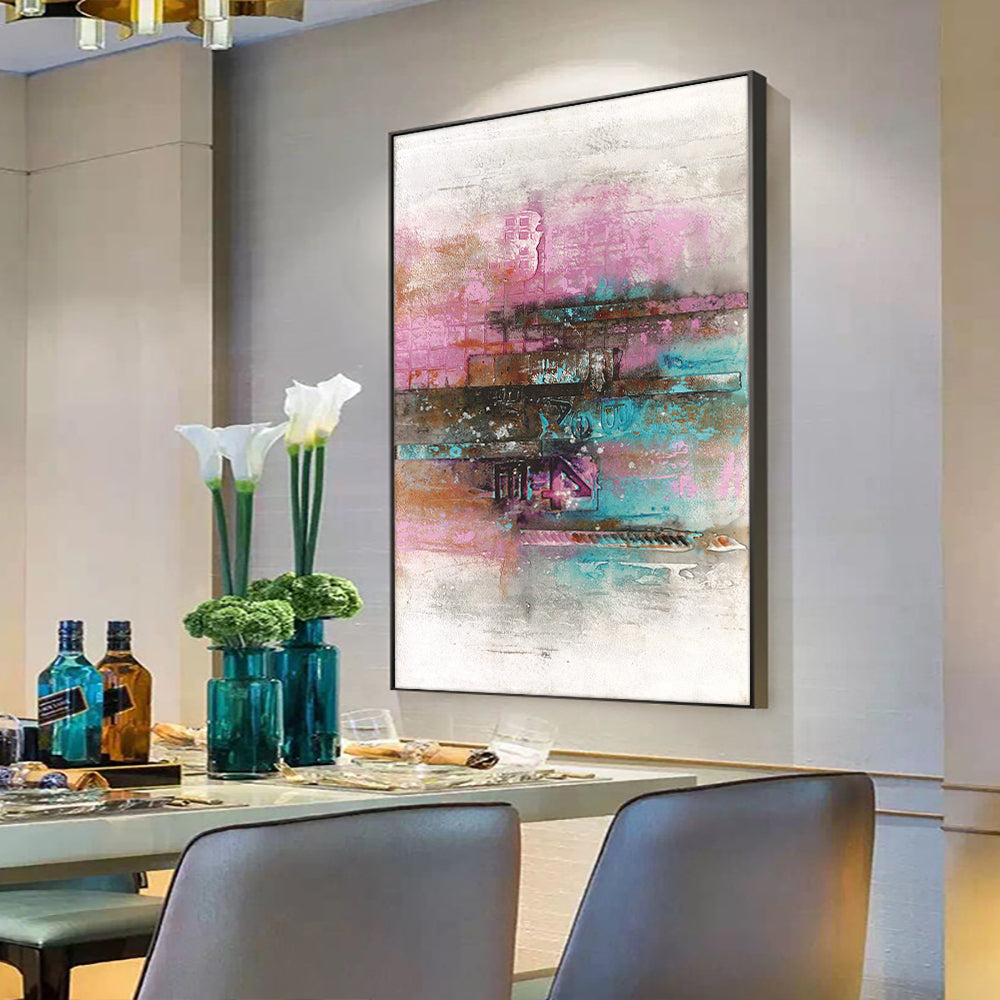 Abstract White Flower  Hand Painted Oil Painting On Canvas Handmade Wall Art  For Living Room,31inx47in