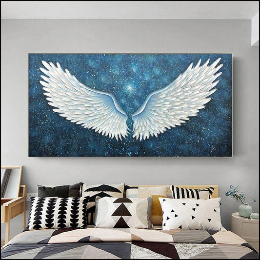 Large Abstract Flying Bird Oil Painting Handmade On Canvas Original Textured Painting Modern Wall Art Hand,27inx54in,No Frame
