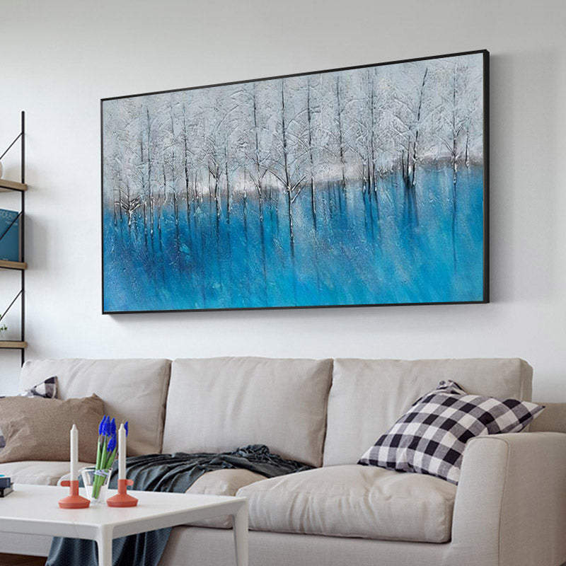 Hand-painted Oil Jungle Living Room Sofa Backdrop Decorative Painting Mural Paintings Scandinavian Style Horizontal Version Of L27inx54in,No Frame
