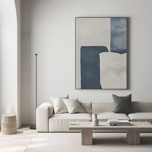 Handpainted Abstract Wall Art Painting Decorative Painting Aisle Corridor Mural Mooring Hanging Painting blue white 31inx47in,No Frame
