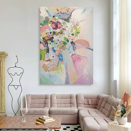 Original Art Handpainted Oil Painting Color Abstract Hanging Painting Living Room Sofa Decoration Painting Background Wall,31inx47in,No Frame