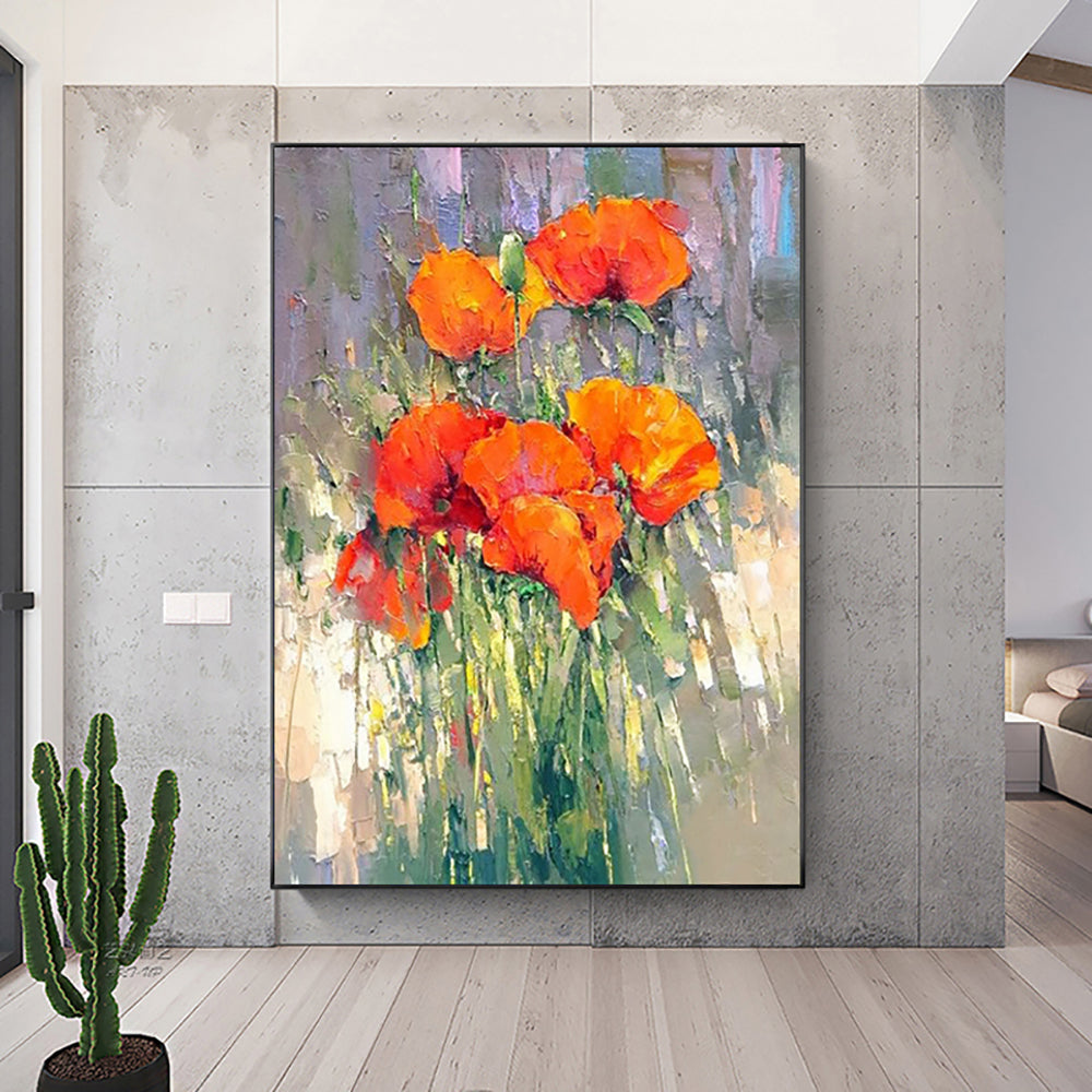 #12103D Knife Flower Oil Painting On Canvas Hand Painted Artwork Abstract Floral Oil Paintings Living Room