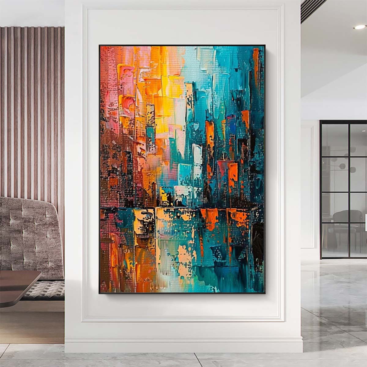 Original creation City Hand painted Oil Painting Canvas Wall Art For Home Living Room Unframed/Rolled #063