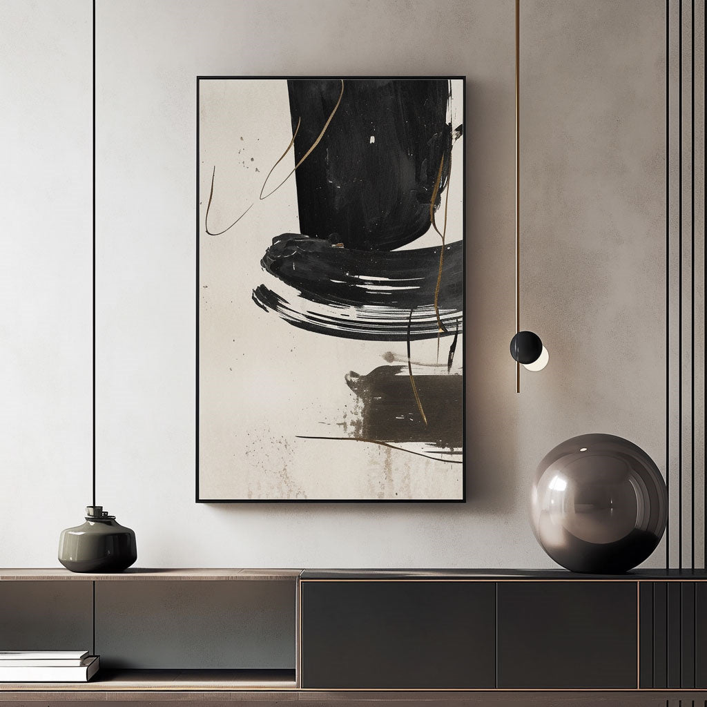 Handpainted Abstract Wall Art Painting Decorative Painting Aisle Corridor Mural Mooring Hanging Paintingblack1inx47in,No Frame