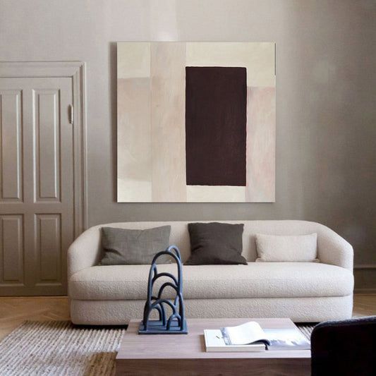 Hand Painted Abstract Oil Painting On Canvas Wabi Sabi Artwork Minimalist Wall Art Beige Painting Neutral Color Art Room Decor31inx31in,No Frame